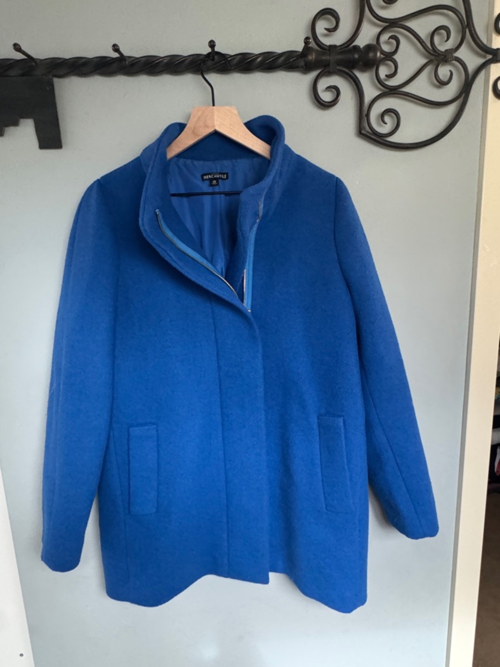 J.Crew Mercantile Blue Women's Wool-Blend Stand Collar Coat